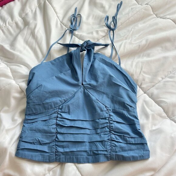 Free People Tops - Free People Blue Swan Song Ruched Cami Tank Top NWOT Womens Small S
